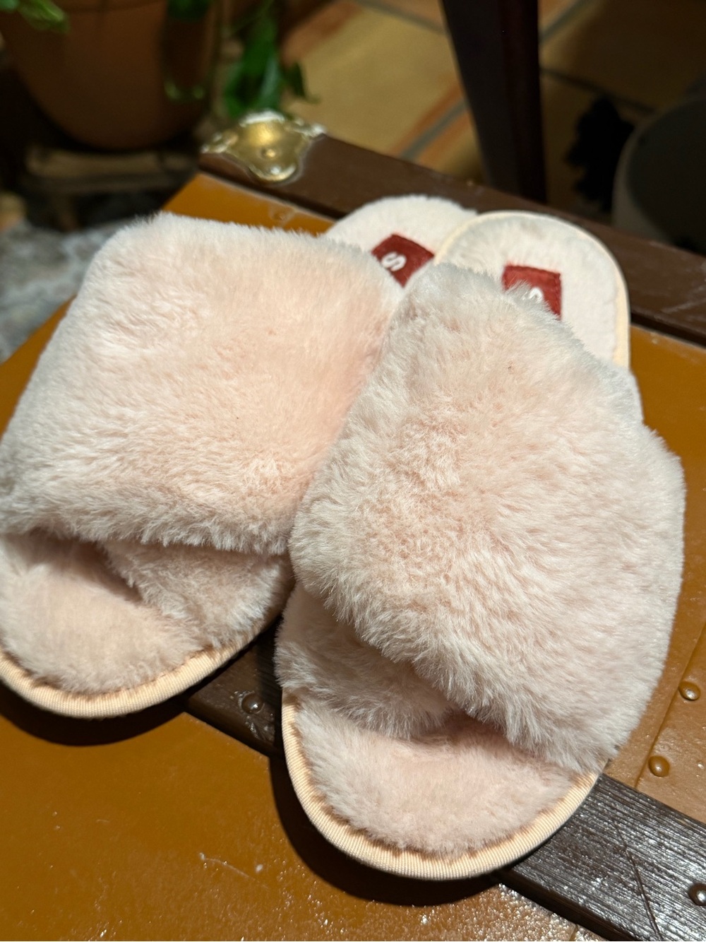 Sorel Plush Slide Slippers in Blush Pink